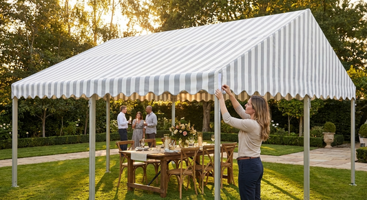 Marquee roof cover in white and grey, 4x6 m size for outdoor events - product detail