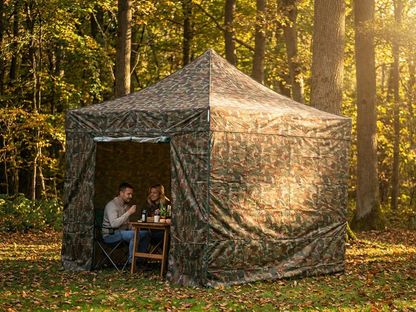 Camouflage pop-up gazebo with aluminium frame, ideal for outdoor events - view 3