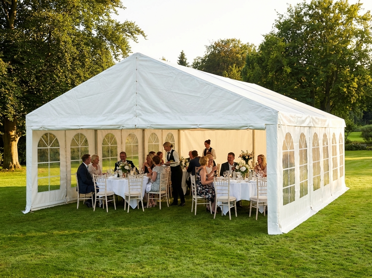 PVC event marquee 9x9 m in white with aluminium frame for outdoor use - view 3