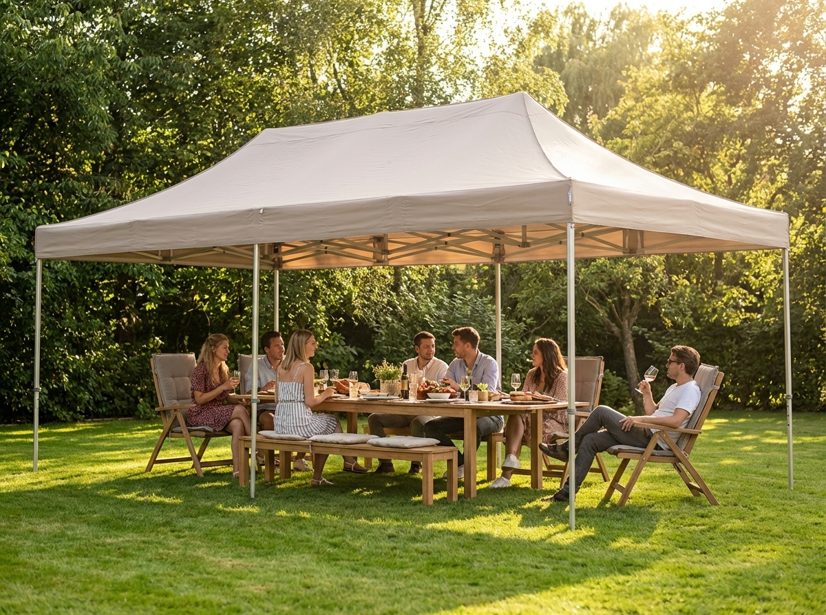 Pop Up Gazebo 4x8 m Latte with Aluminium Frame for Outdoor Events