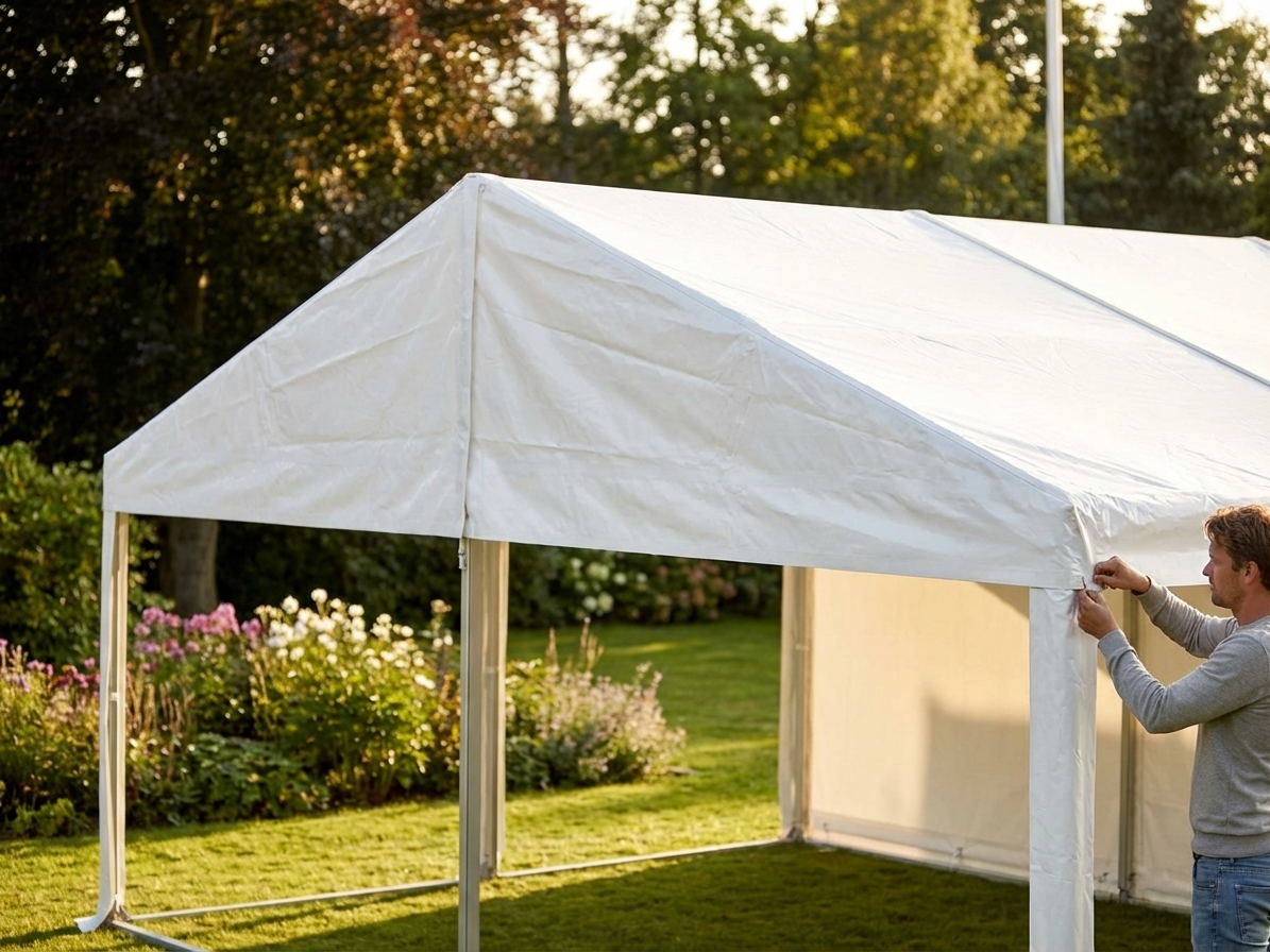 PVC Roof Cover End Section 7x2m White