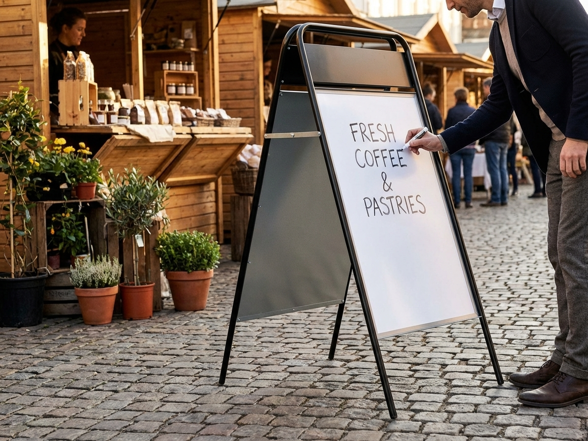 Black A-board sign 68x132 cm for commercial display - product detail