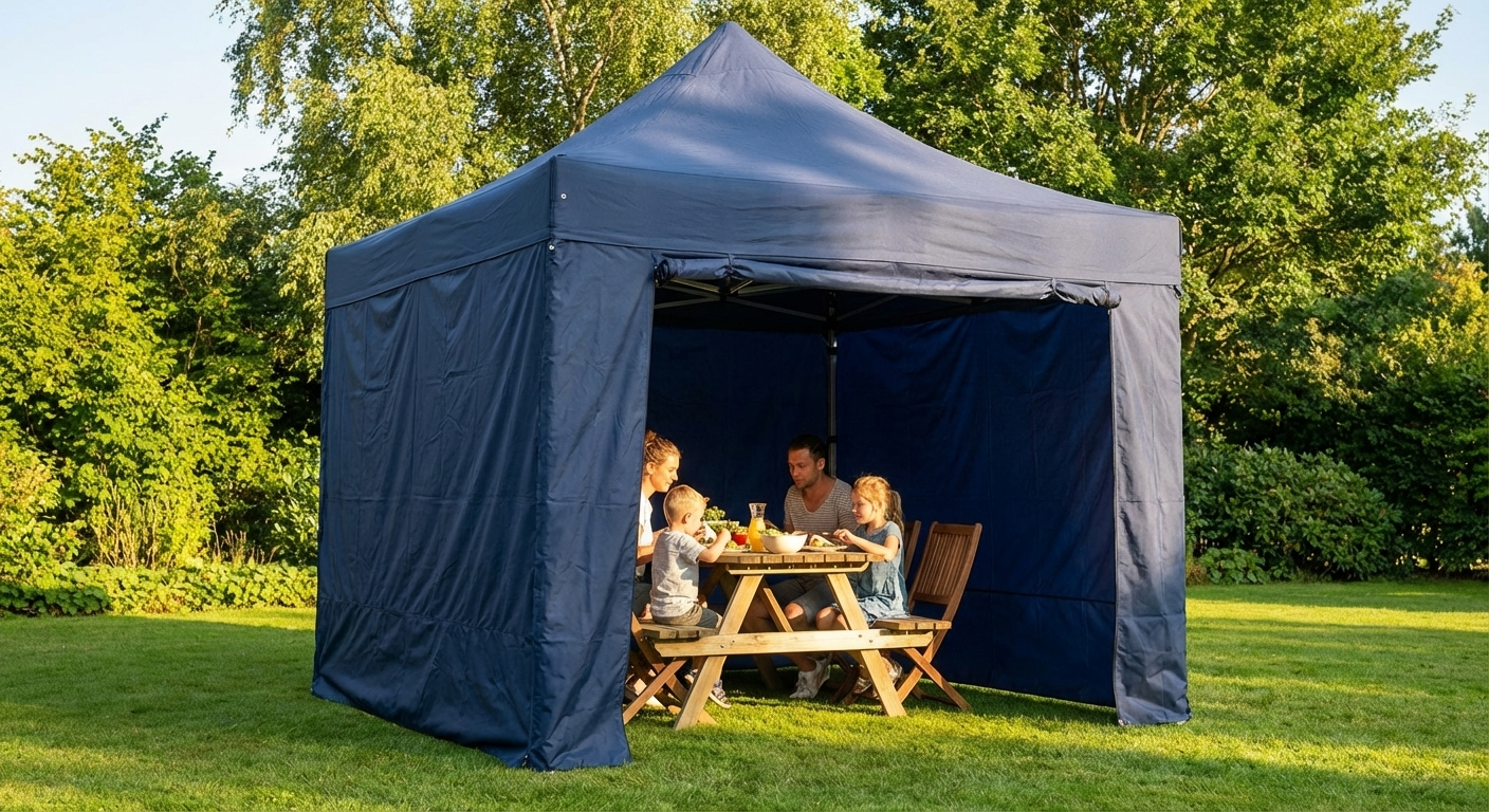 Pop up gazebo in dark blue with steel frame - product detail