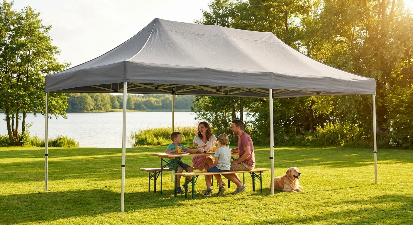 3x6m grey pop-up gazebo with aluminium frame for outdoor events - view 3