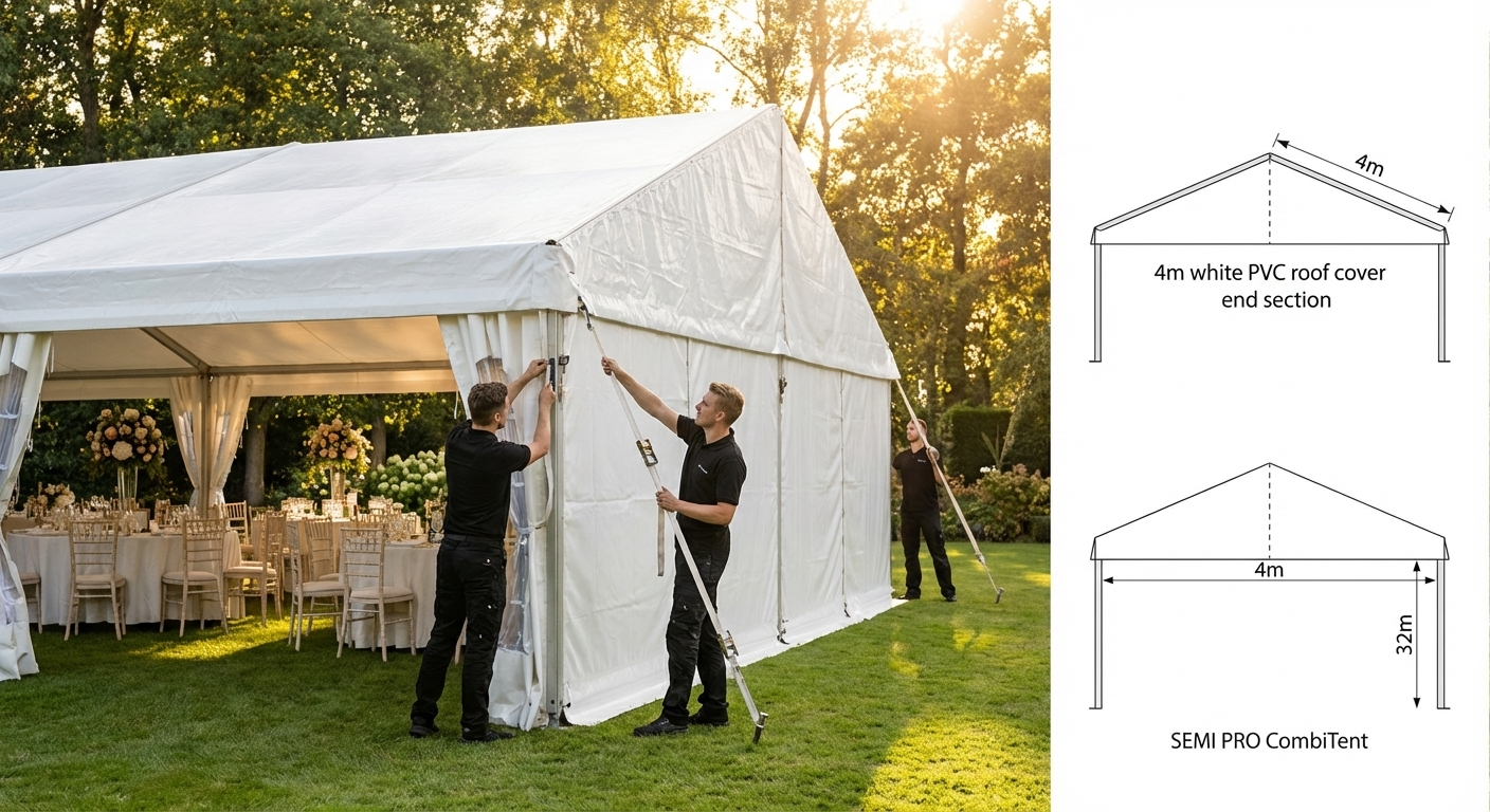 White PVC roof cover end section for outdoor events - view 3