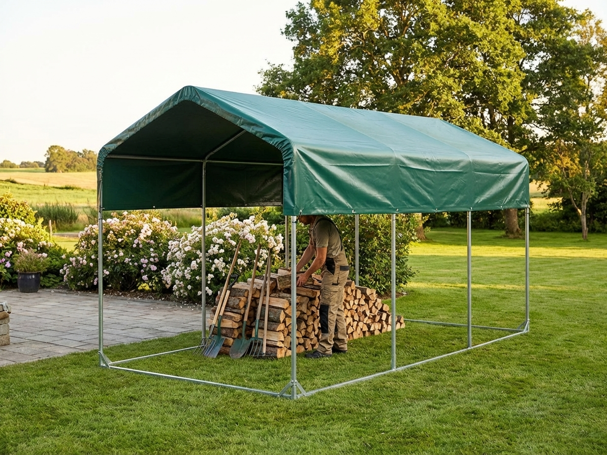Green PVC Roof Cover for Storage Shelter 4x8 m - view 3