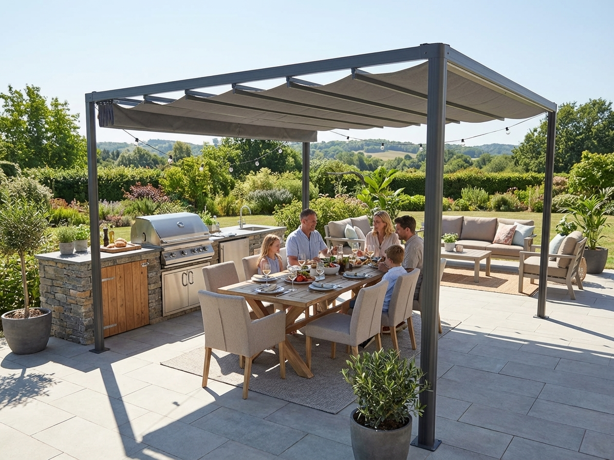 Pergola Gazebo 3x3 m in Black and Dark Grey for garden use - product detail