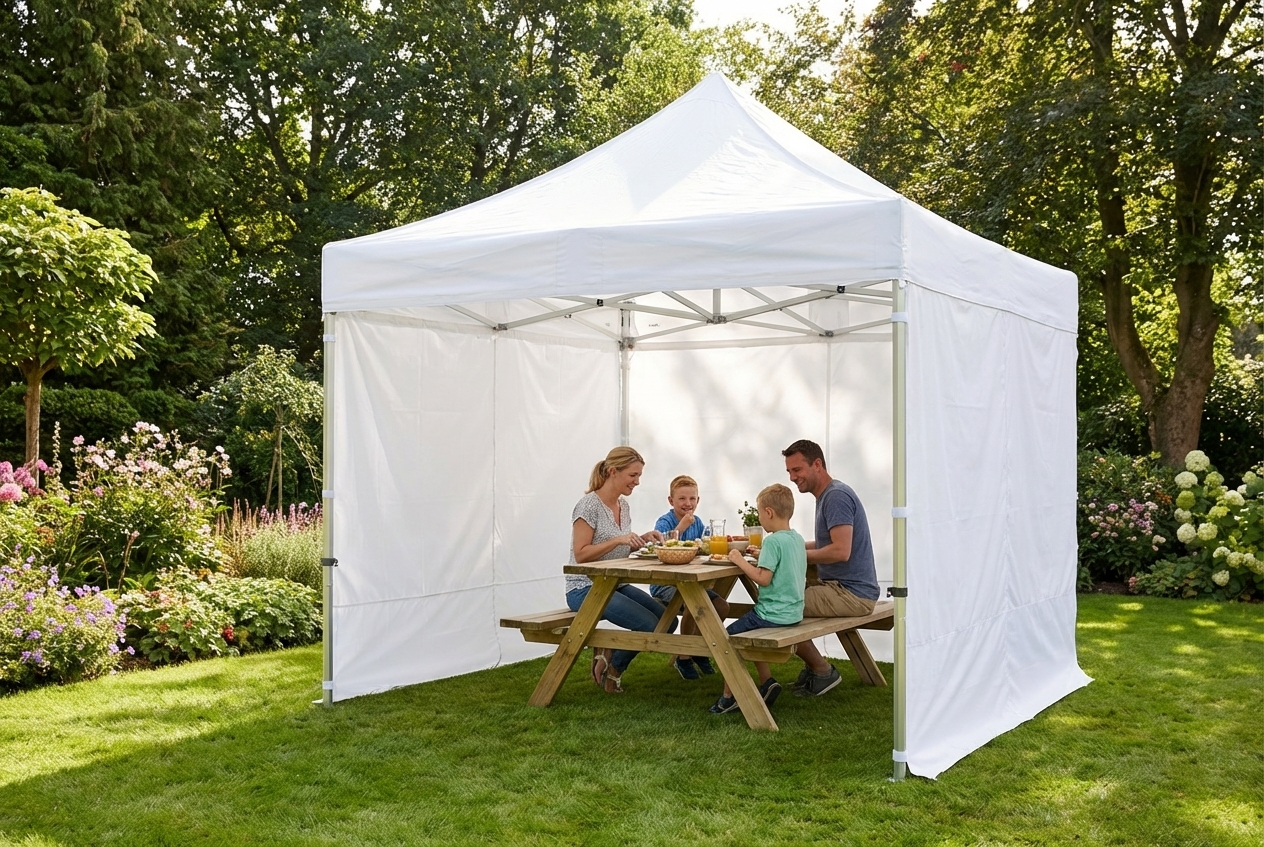 Pop up gazebo 3x3m white with aluminium frame for outdoor use - product detail