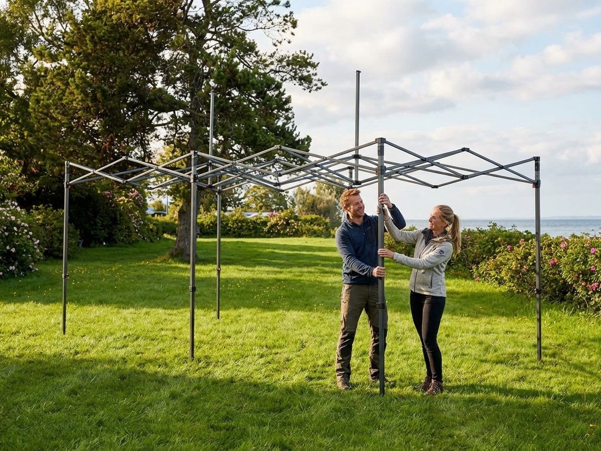 Steel gazebo frame in grey, perfect for outdoor events - product detail