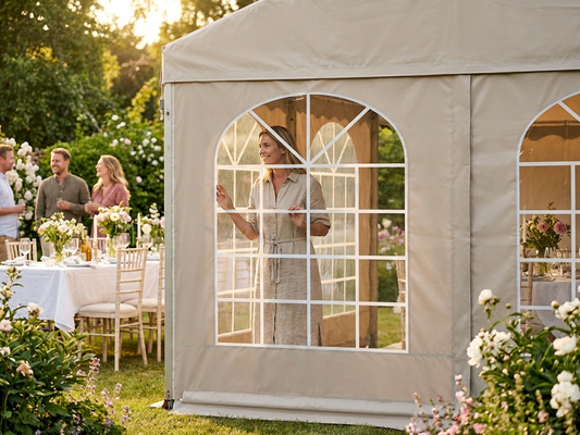 Marquee sidewall in sand color, 3 meters, PVC/Polyester - product detail