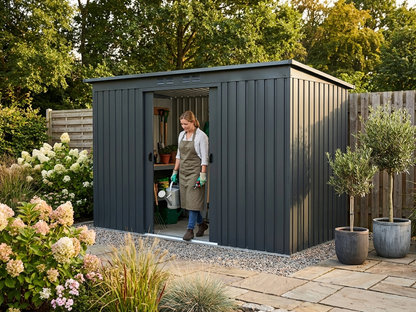 Anthracite garden shed made of galvanised steel - view 3