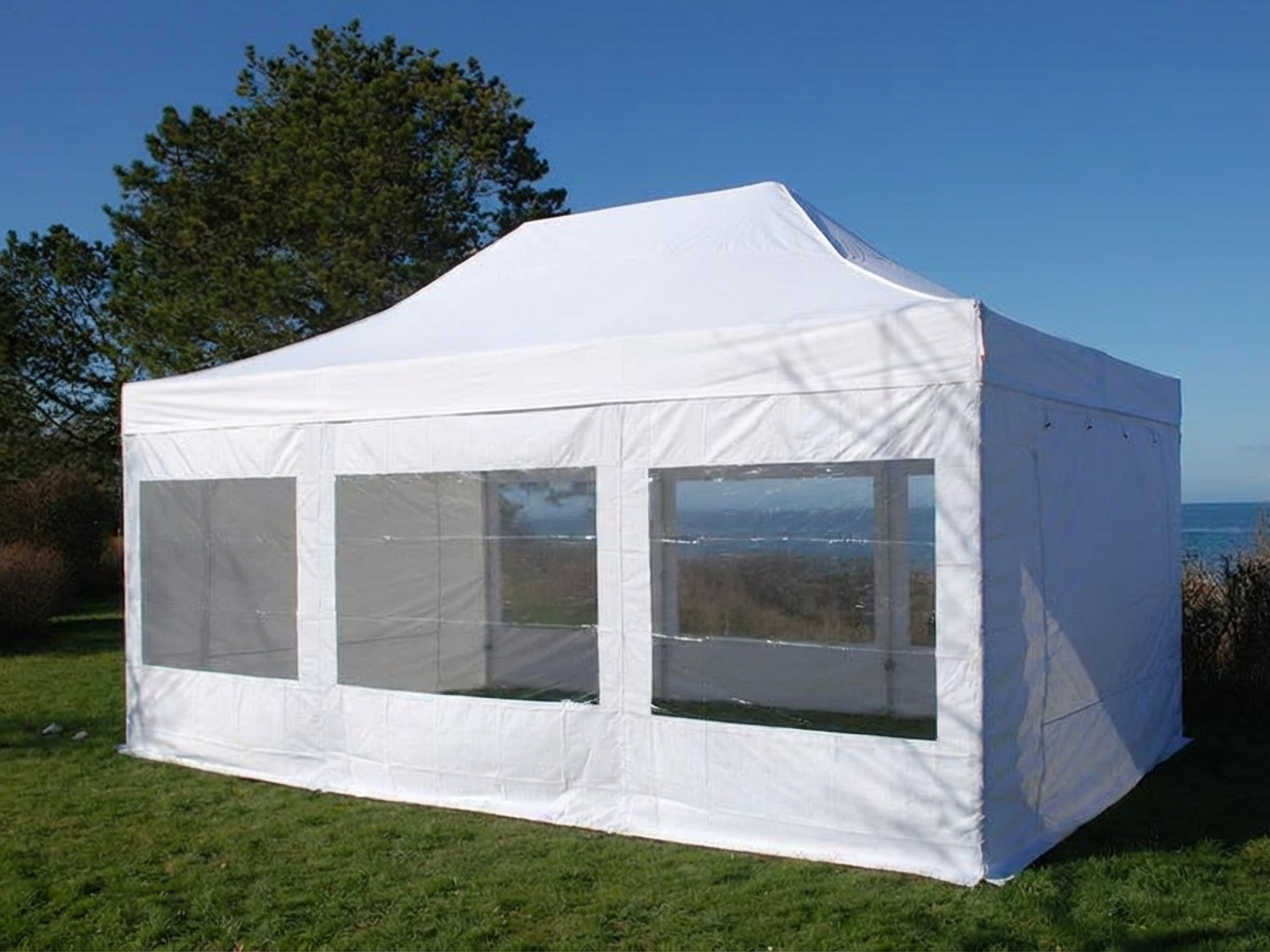 White pop-up gazebo with steel frame for outdoor events - product detail