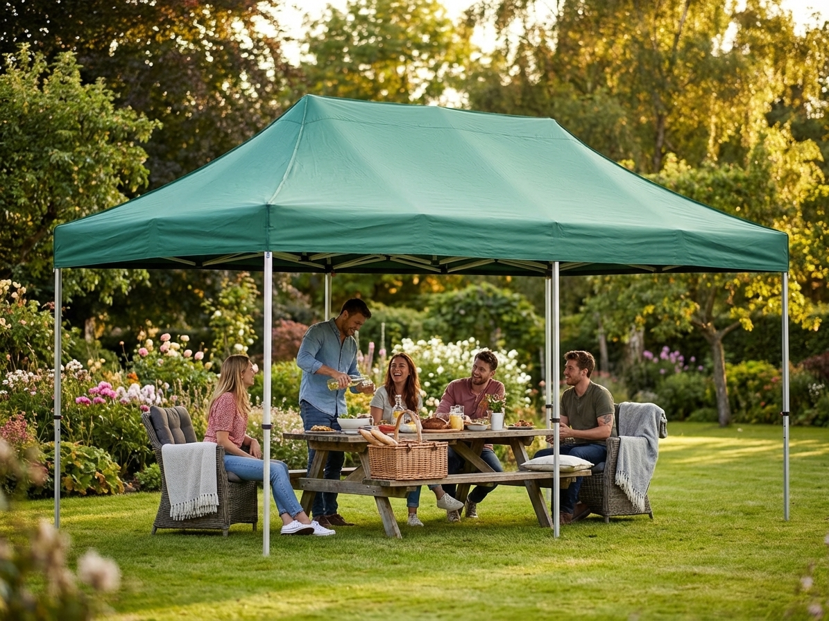 Green pop up gazebo with aluminium frame for outdoor events - product detail