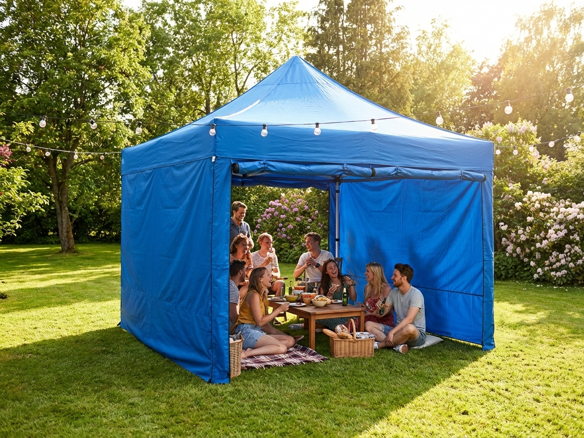 Blue pop up gazebo with aluminium frame for outdoor events