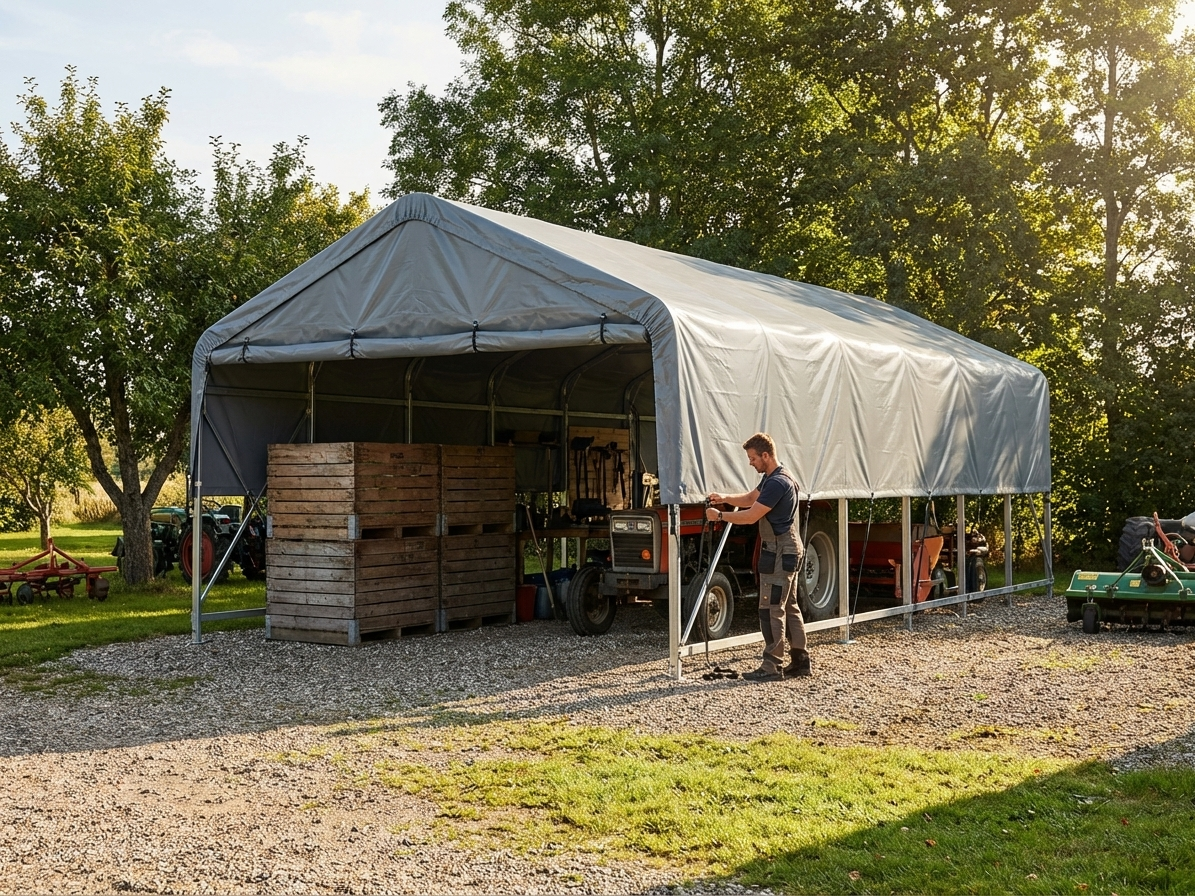 Grey PVC roof cover for storage shelter - view 3