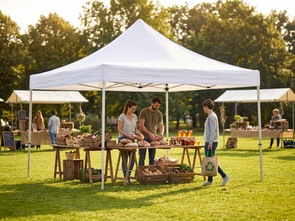 White pop-up gazebo 5x5 m with aluminium frame for outdoor events