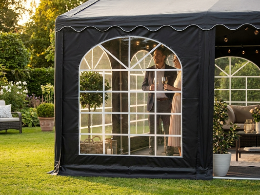 Marquee sidewall in black, 2m PVC/Polyester for outdoor events - product detail