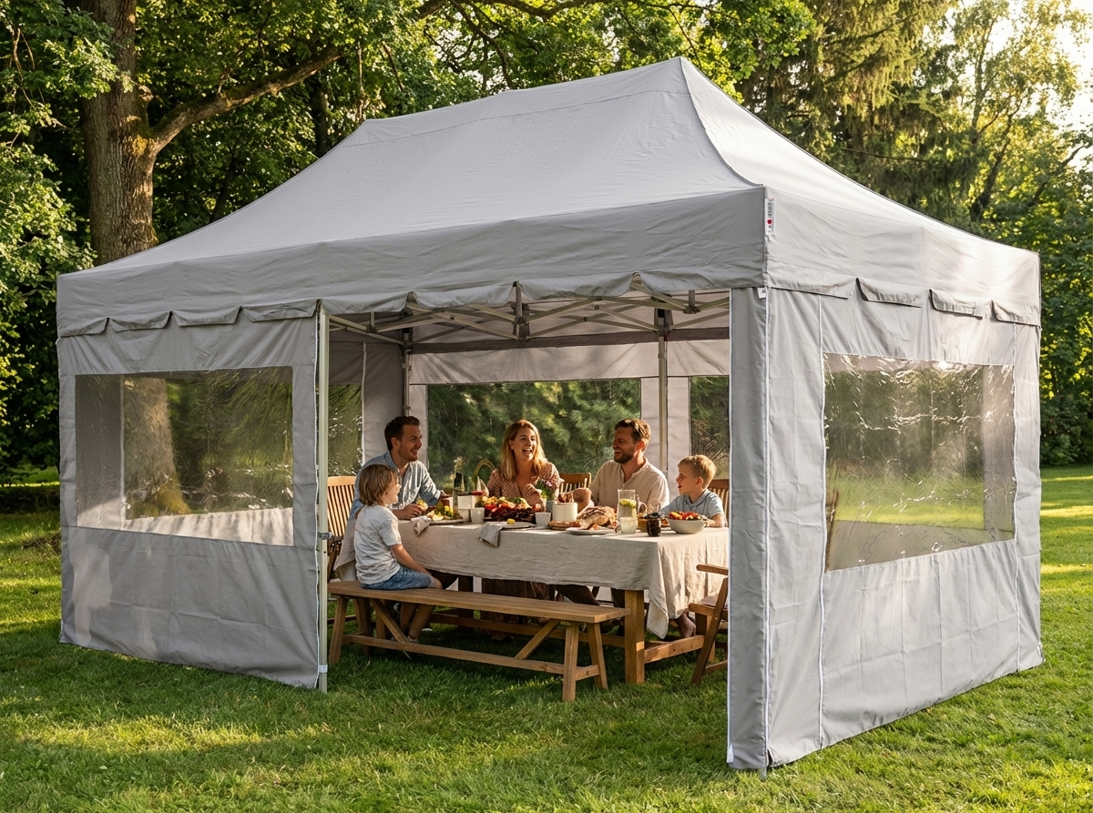 Latte pop up gazebo with aluminium frame and sidewalls - product detail