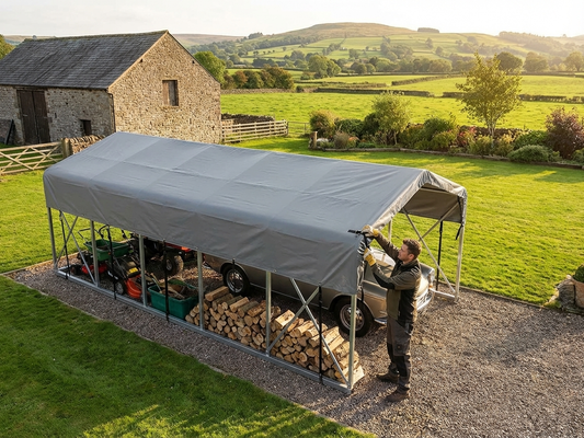 Grey PVC roof cover for storage shelter