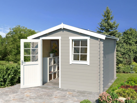 Light Grey Wooden Shed made from Nordic Spruce for garden storage - product detail