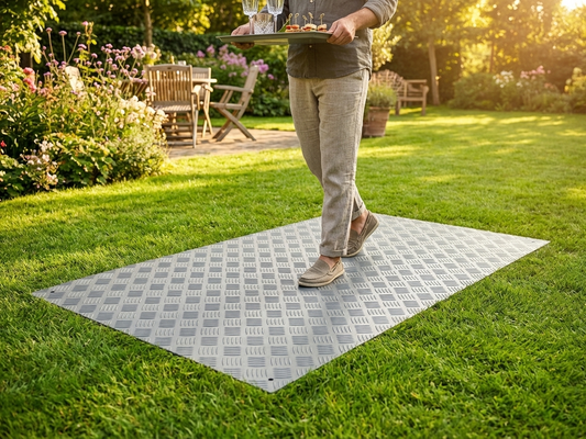 Grey party flooring mat for events made from recycled LDPE plastic - product detail
