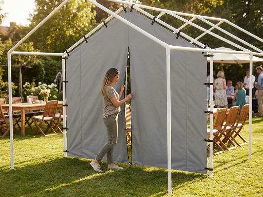 PVC partition wall for marquees, 8m white strong PVC - product detail