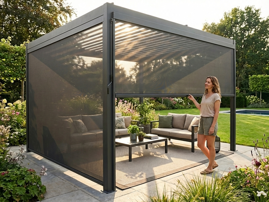 Dark grey pergola gazebo sidewall for outdoor privacy