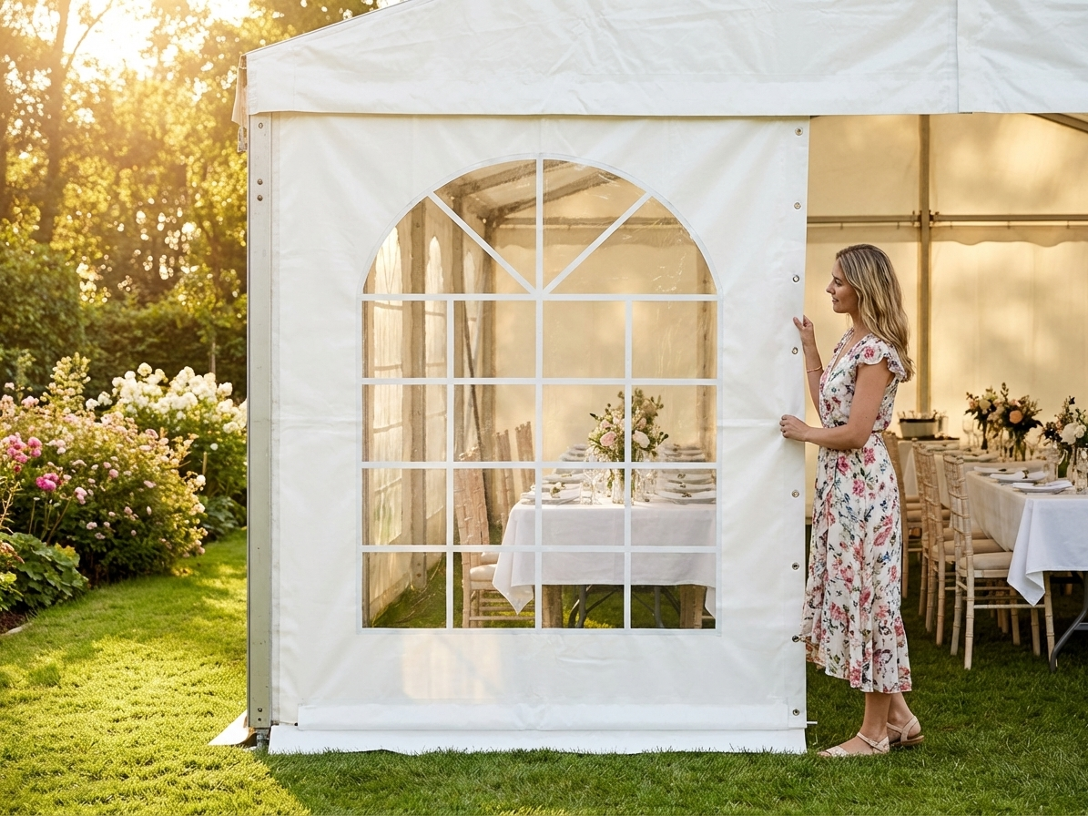 White marquee sidewall with window for outdoor events - view 3