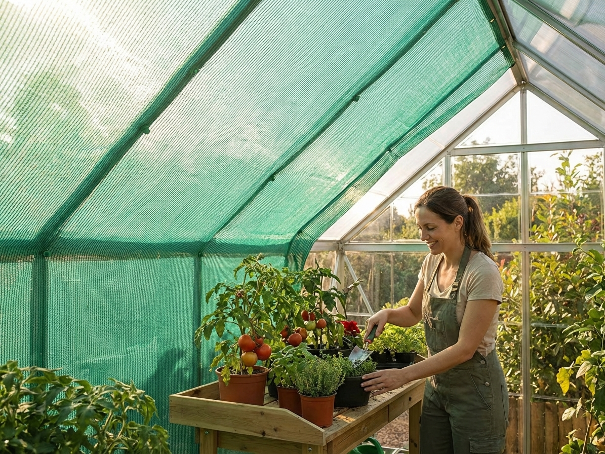 Greenhouse shade kit in green, UV-resistant PE material - product detail