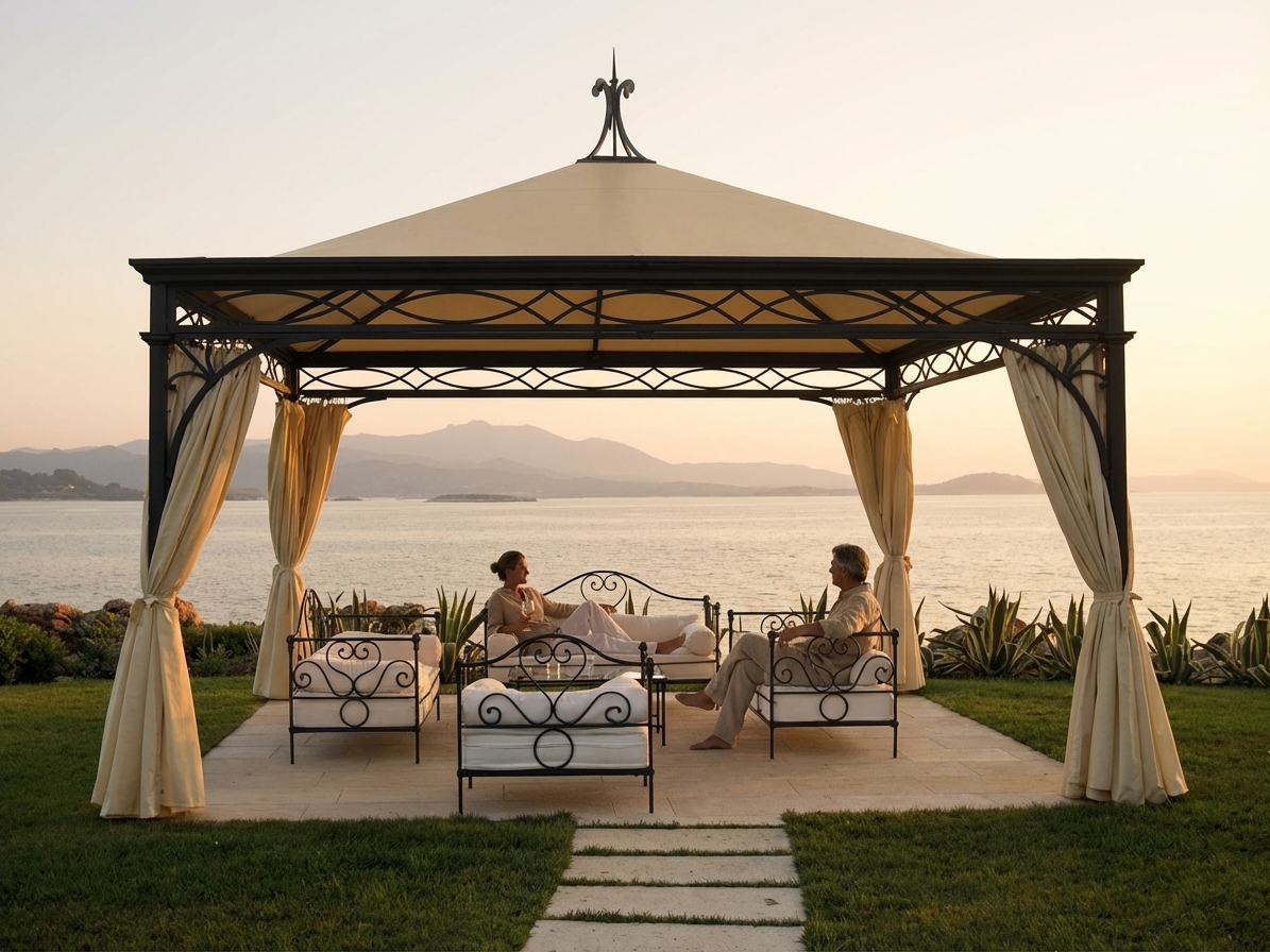 Champagne gazebo 5x6m with PVC roof and steel frame for outdoor events - view 3