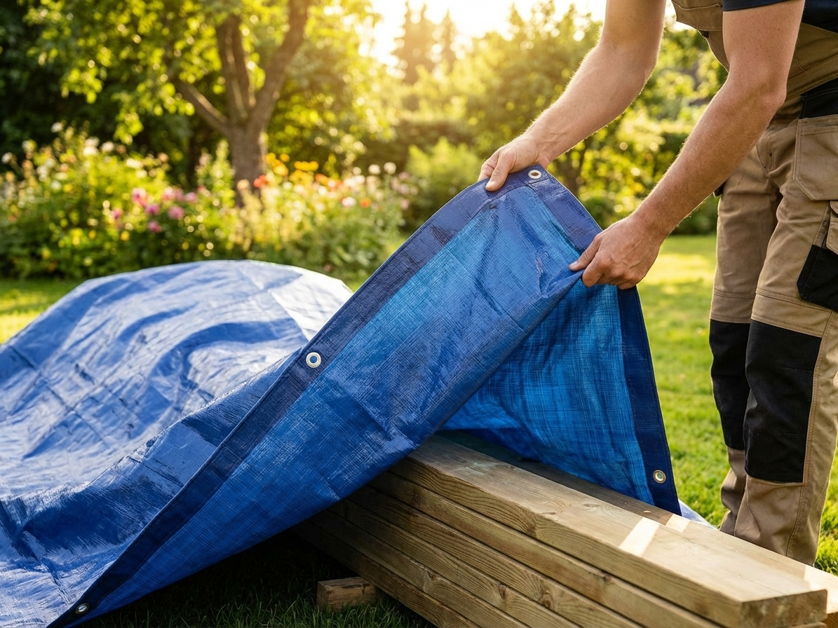 Blue 6x12 m PE Tarpaulin Waterproof Outdoor Cover