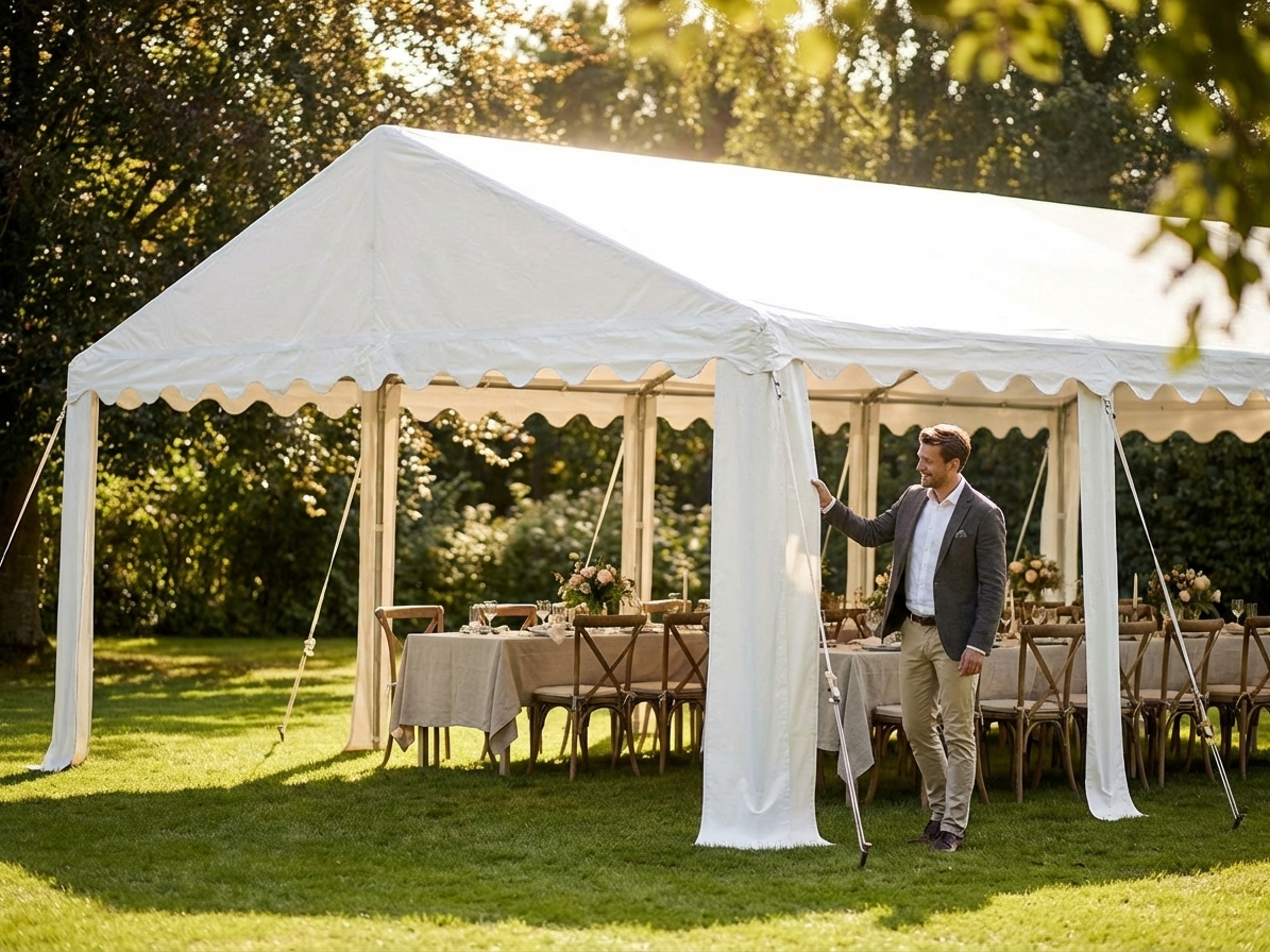 White PVC marquee roof cover 8x16 m for outdoor events - view 3