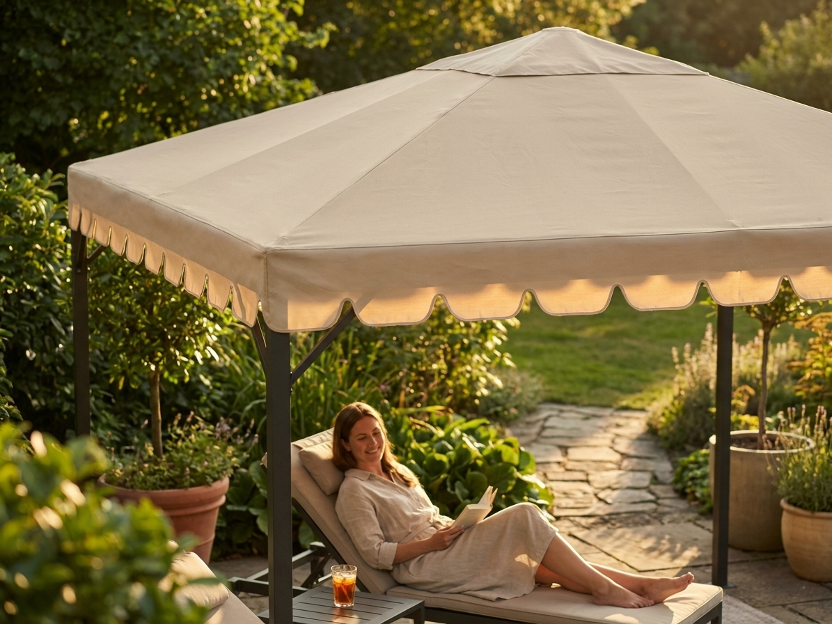 Sand-coloured gazebo roof, 4x4m, UV and water-resistant - view 3