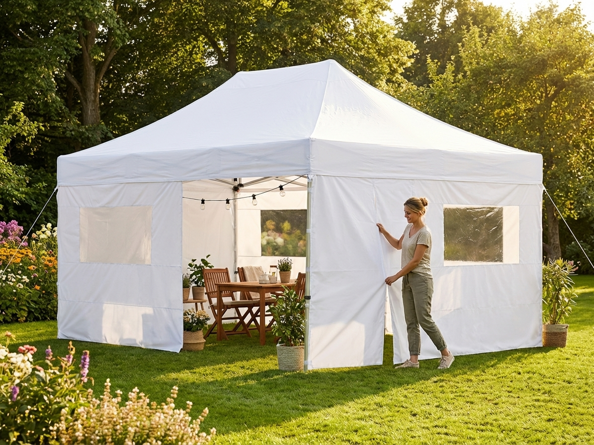 Gazebo Sidewall Kit in White, 3.5x7m, for Outdoor Events - product detail
