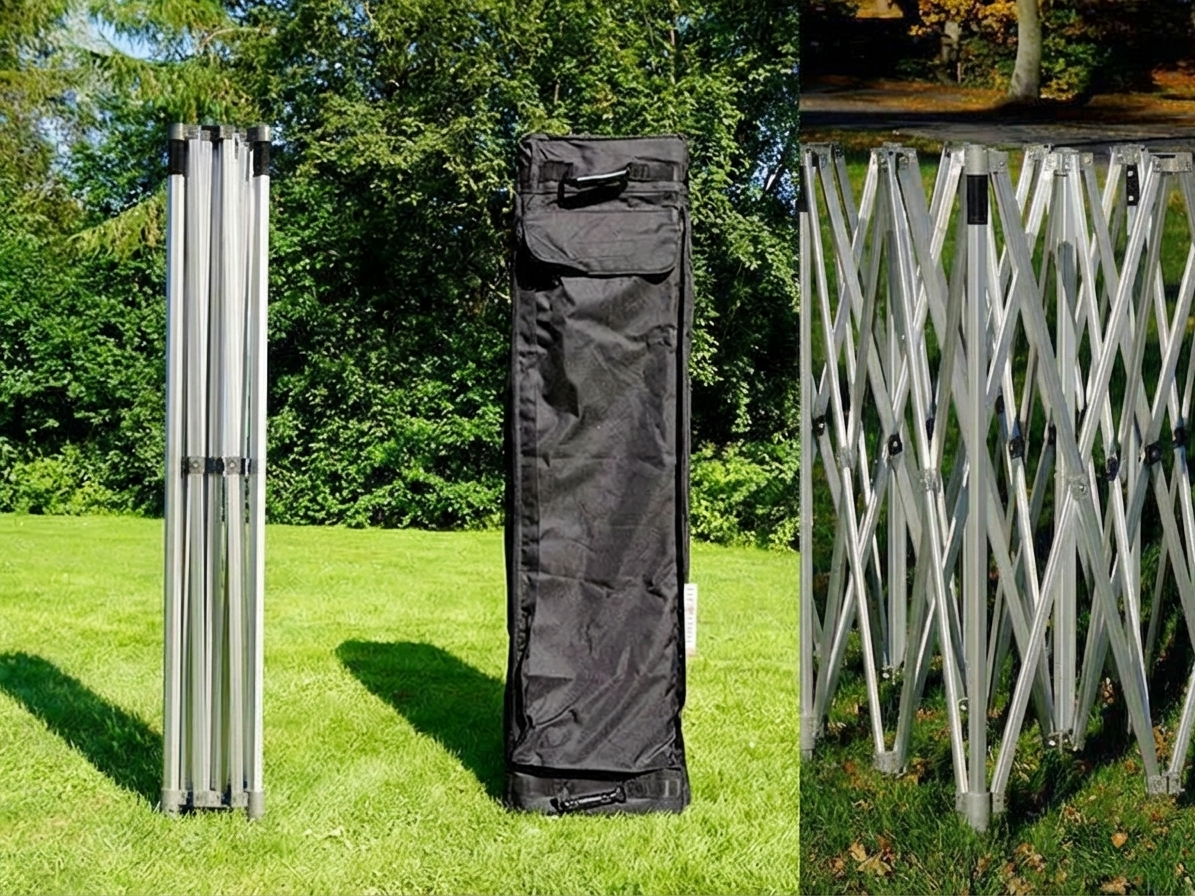 Aluminium gazebo frame 2.5x5m in silver, adjustable for outdoor use - product detail