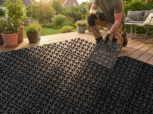 Black plastic flooring made from high-quality polyethylene