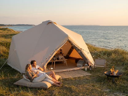 Inflatable glamping tent in sand colour, ideal for outdoor camping - view 3