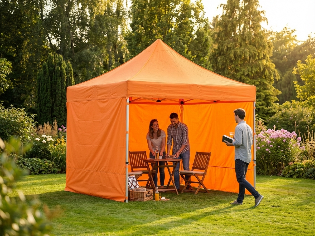 Pop Up Gazebo 3x3m Orange with Steel Frame for Outdoor Events - view 3