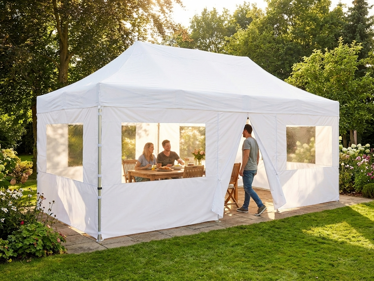 White gazebo sidewall kit 3x6m for outdoor use - view 3