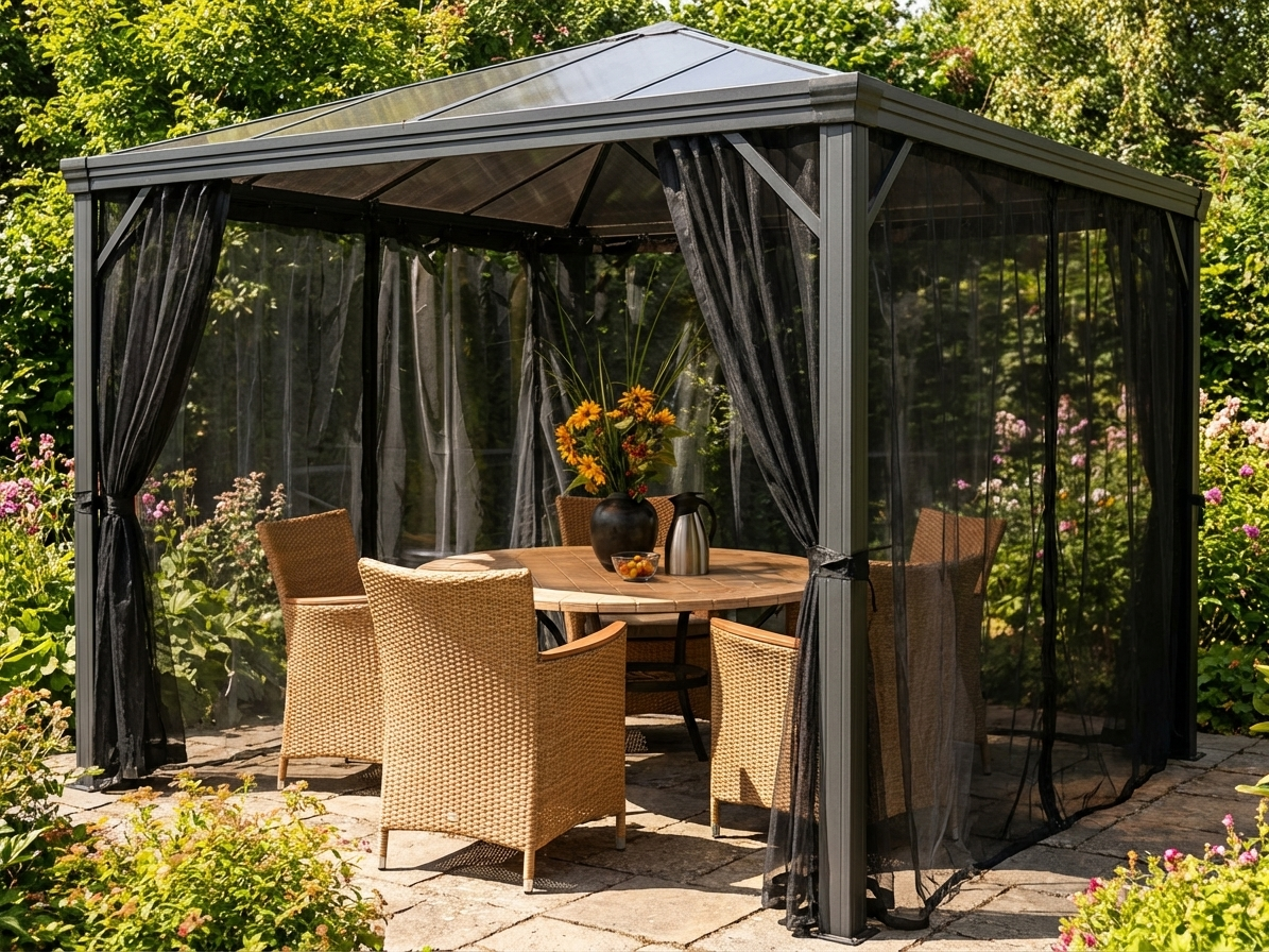 Black mosquito nets for gazebo, polyester material - product detail