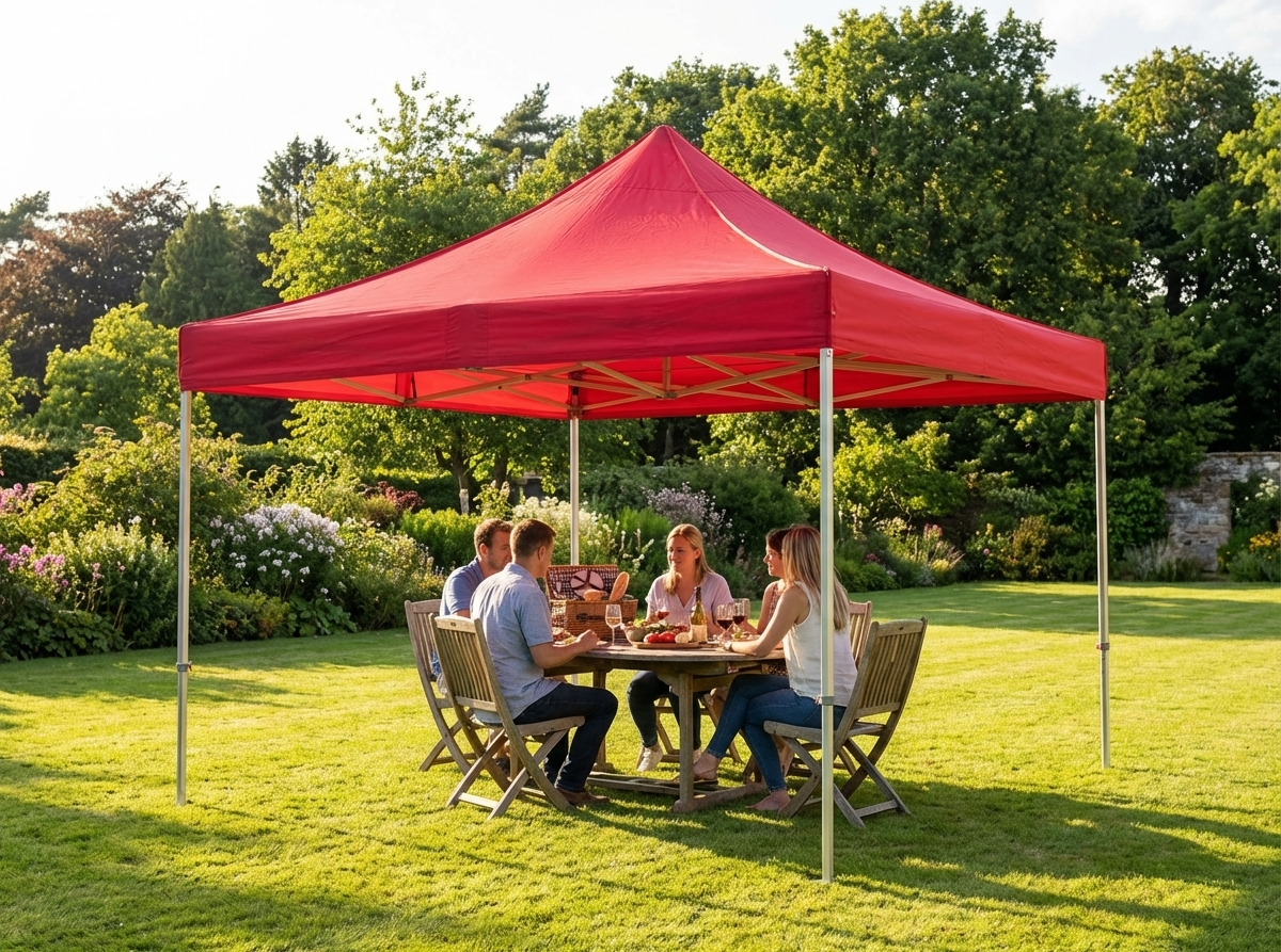 Red pop-up gazebo with aluminium frame, 4x4m size - view 3