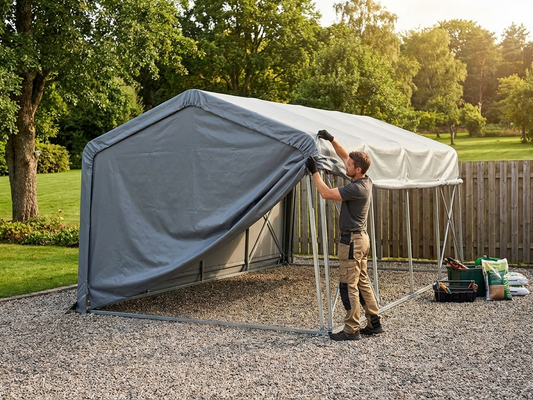 PVC Roof Cover for 3x8 m Storage Shelter in Grey - product detail