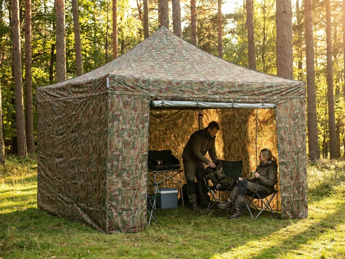 Camouflage pop-up gazebo with aluminium frame for outdoor use - product detail