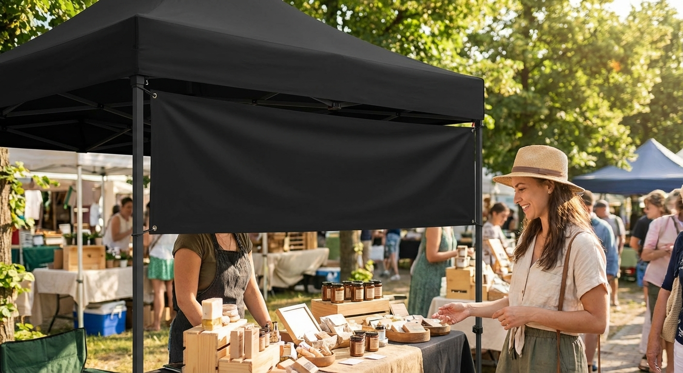 4x1 m White Gazebo Banner Knitted Polyester - view 3