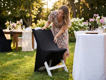 Stretch chair cover in black, fitting 44x44x80 cm chairs - view 3