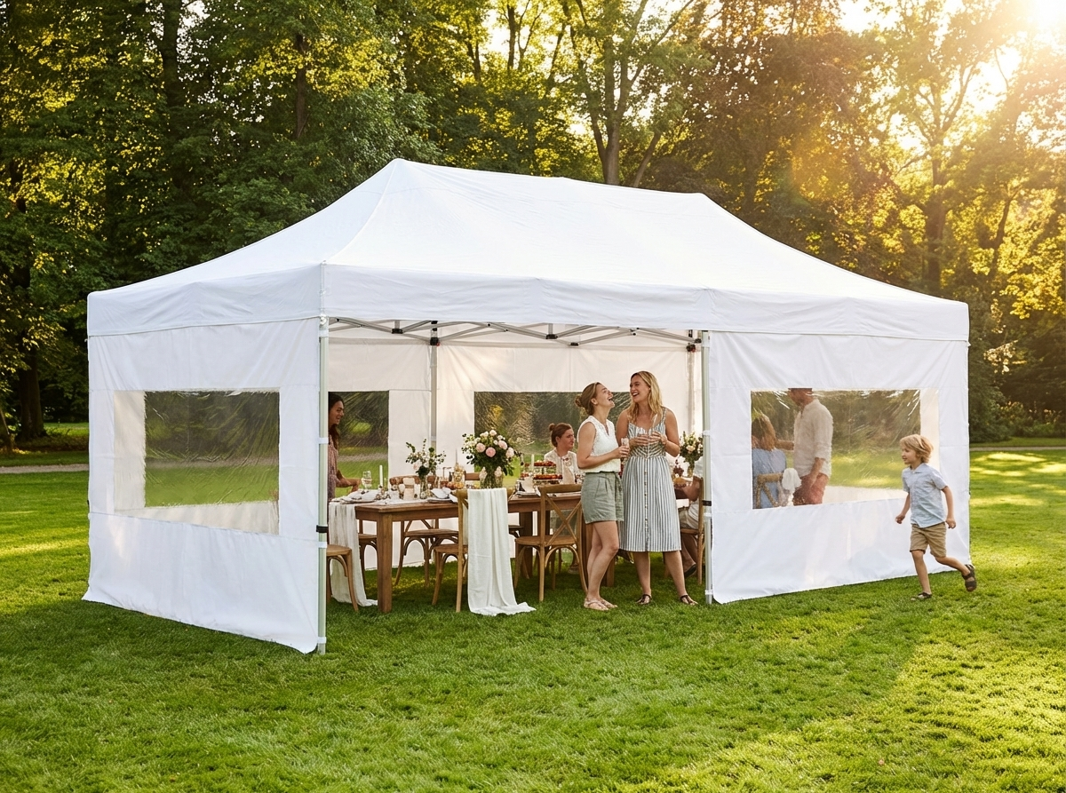 White pop-up gazebo 4x8m for outdoor events