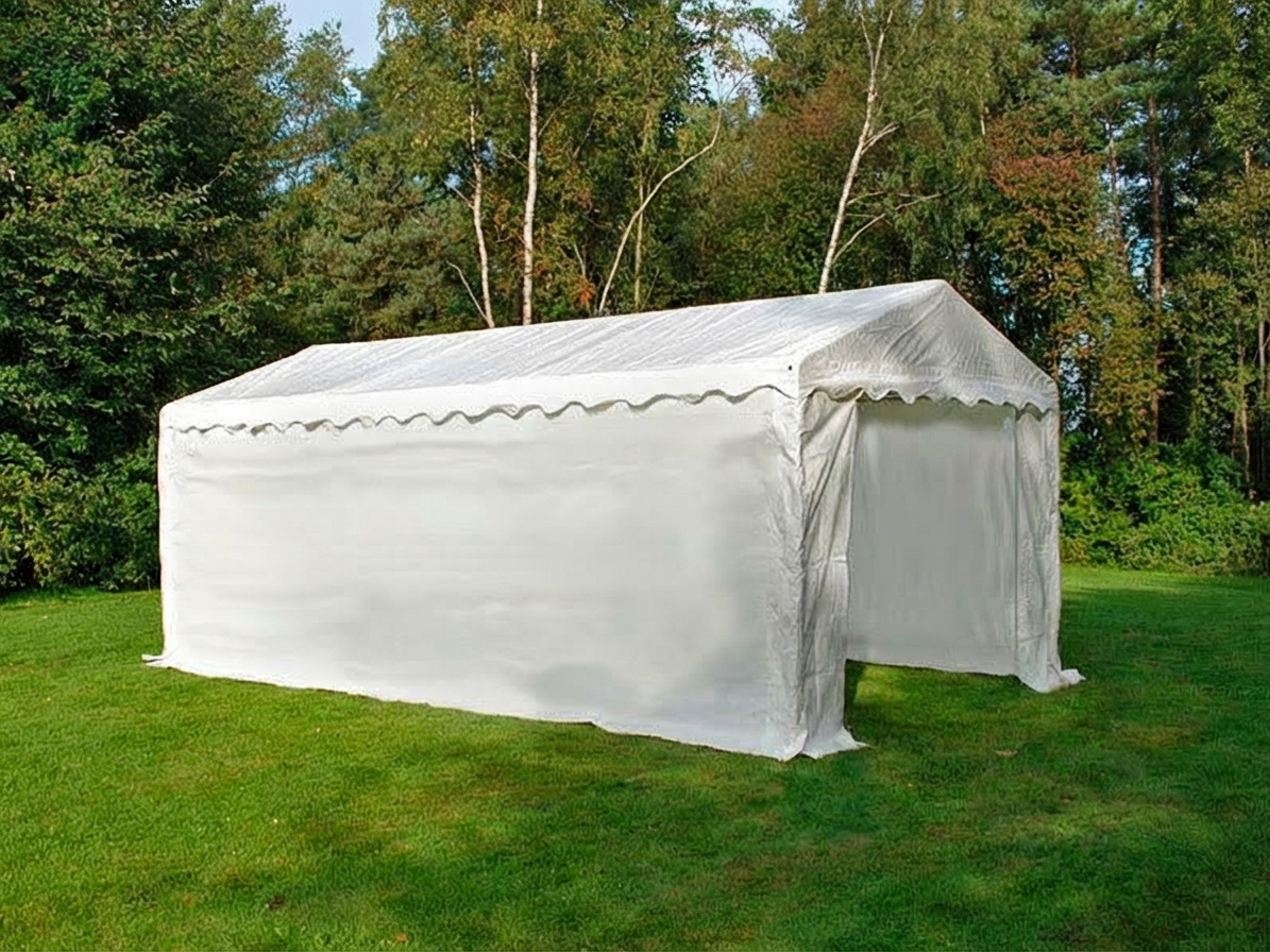 White storage tent 4x6 m made of PE and steel for outdoor use - product detail