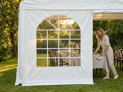 White PVC marquee sidewall, 2.3x2.3m, for event shelters