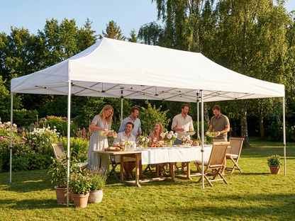 White pop-up gazebo 4x8m, flame-retardant polyester for outdoor events - product detail