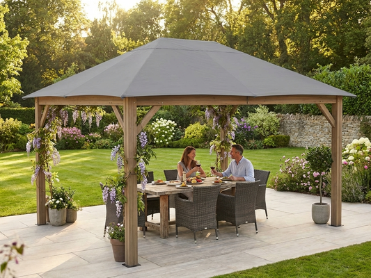 Grey polyester gazebo roof 3x4m for outdoor use - product detail